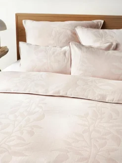 Jacquard mousseline dekbedovertrek Jasmina met bloemenpatroon in roze