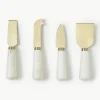 Kaasmessen Agata met marmeren handvat, set van 4