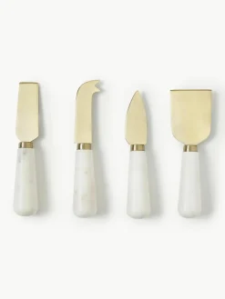Kaasmessen Agata met marmeren handvat, set van 4