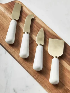 Kaasmessen Agata met marmeren handvat, set van 4