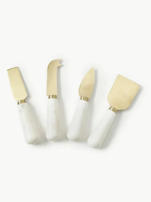 Kaasmessen Agata met marmeren handvat, set van 4