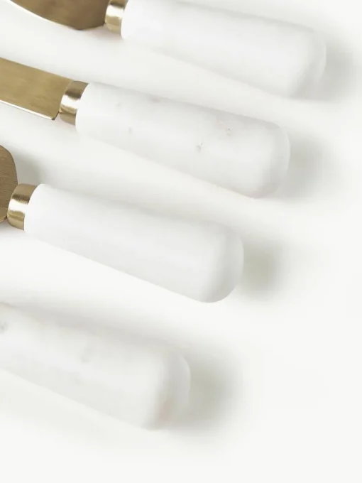Kaasmessen Agata met marmeren handvat, set van 4