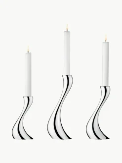 Kandelaars Cobra van edelstaal, set van 3