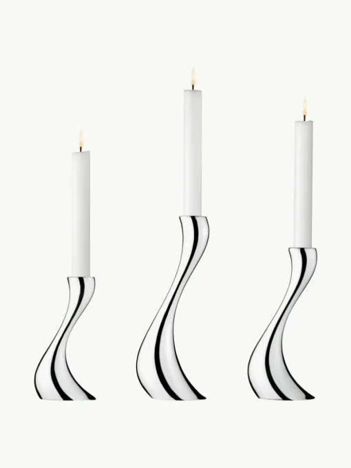 Kandelaars Cobra van edelstaal, set van 3