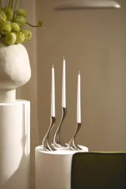 Kandelaars Cobra van edelstaal, set van 3