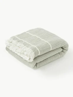 Katoenen bedsprei Kailani met franjes