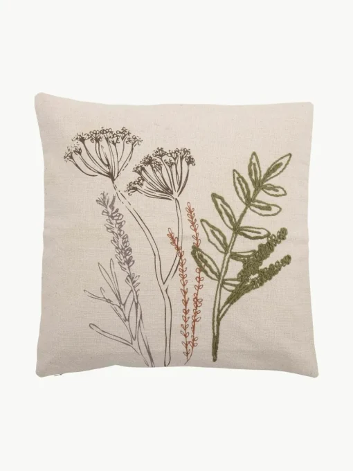 Katoenen kussen Bea met bloemmotief