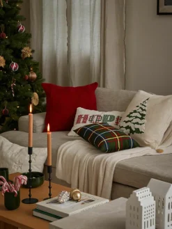 Katoenen kussenhoes Beryl met winters motief