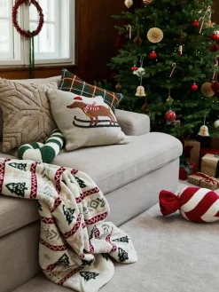 Katoenen kussenhoes Nira met winters motief
