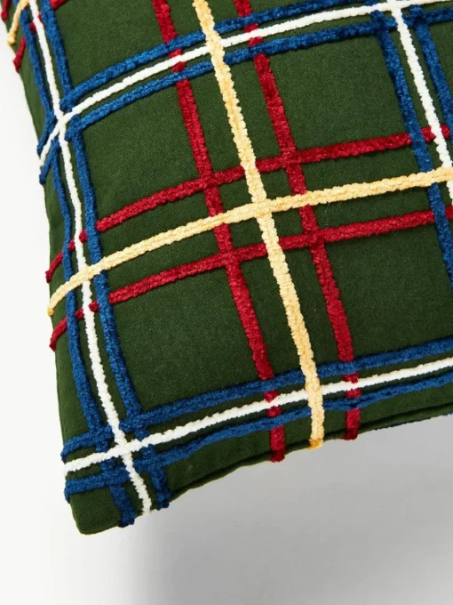 Katoenen kussenhoes Noja met chenille ruitpatroon