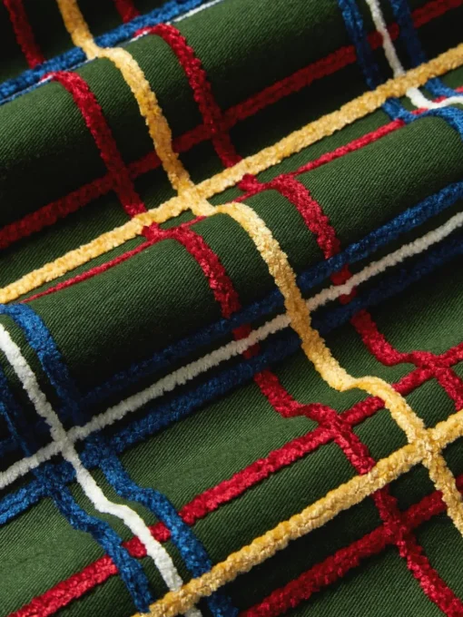 Katoenen kussenhoes Noja met chenille ruitpatroon