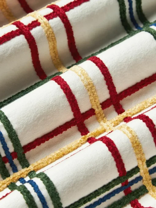 Katoenen kussenhoes Noja met chenille ruitpatroon