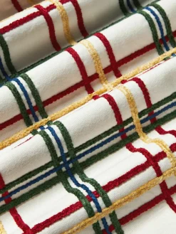 Katoenen kussenhoes Noja met chenille ruitpatroon