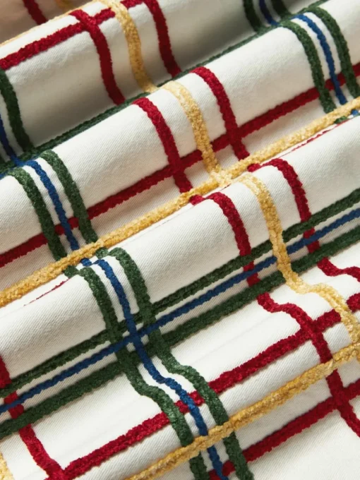 Katoenen kussenhoes Noja met chenille ruitpatroon