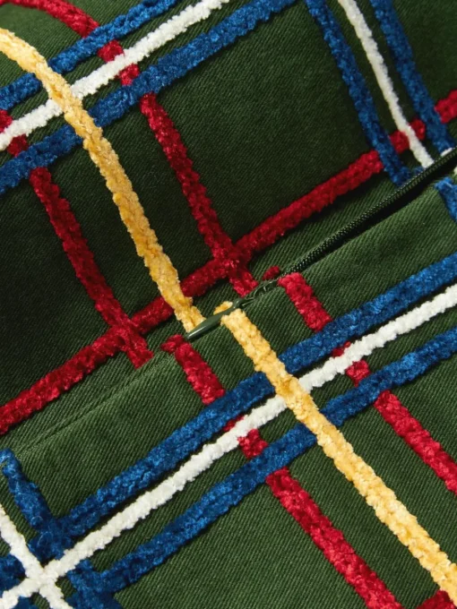 Katoenen kussenhoes Noja met chenille ruitpatroon