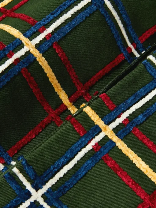 Katoenen kussenhoes Noja met chenille ruitpatroon