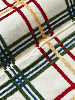 Katoenen kussenhoes Noja met chenille ruitpatroon