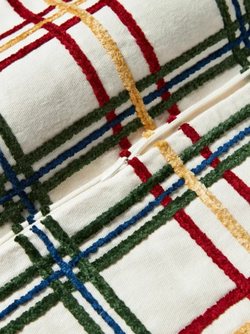 Katoenen kussenhoes Noja met chenille ruitpatroon