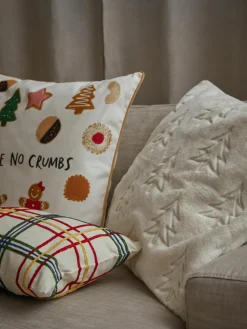 Katoenen kussenhoes Noja met chenille ruitpatroon
