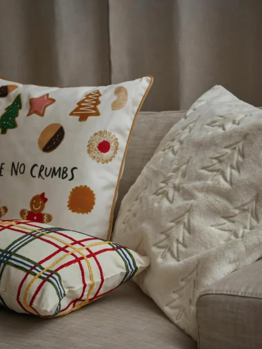 Katoenen kussenhoes Noja met chenille ruitpatroon