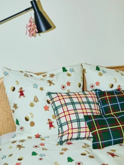 Katoenen kussenhoes Noja met chenille ruitpatroon