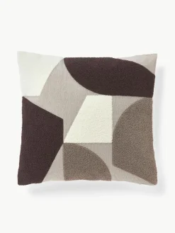 Katoenen kussenhoes Nomi met abstracte decoratie