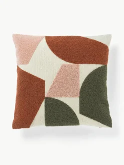 Katoenen kussenhoes Nomi met abstracte decoratie