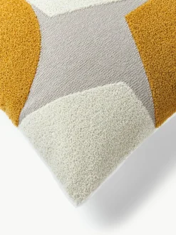 Katoenen kussenhoes Nomi met abstracte decoratie