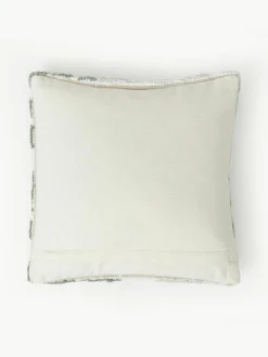 Katoenen kussenhoes Sela met getuft plantenmotief