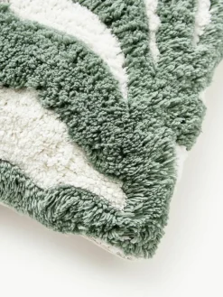 Katoenen kussenhoes Sela met getuft plantenmotief