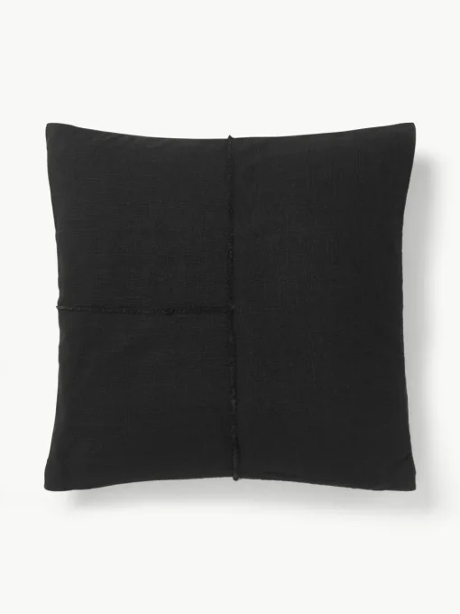 Katoenen kussenhoes Terre met decoratieve naad