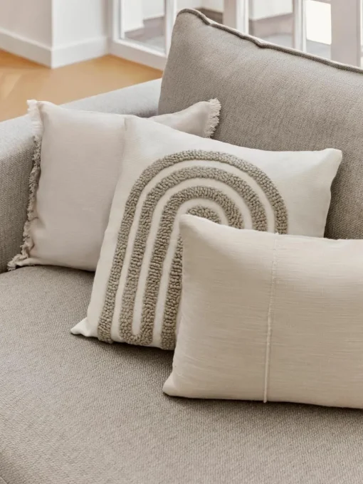 Katoenen kussenhoes Terre met decoratieve naad