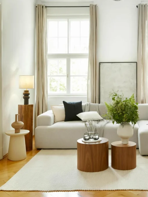 Katoenen kussenhoes Terre met decoratieve naad