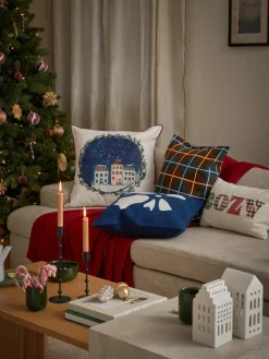 Katoenen plaid Beryl met winters motief