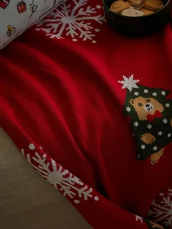 Katoenen plaid Buddy met winters motief