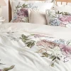 Katoenensatijnen dekbedovertrek Margot met bloemenprint