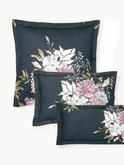 Katoenensatijnen kussenhoes Margot met bloemenprint