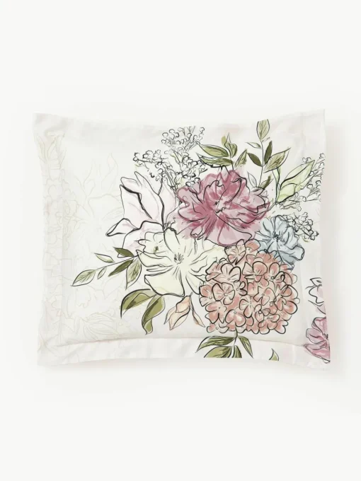 Katoenensatijnen kussenhoes Margot met bloemenprint