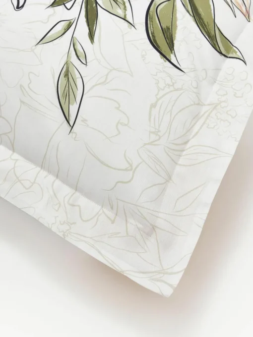 Katoenensatijnen kussenhoes Margot met bloemenprint