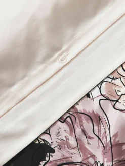Katoenensatijnen kussenhoes Margot met bloemenprint