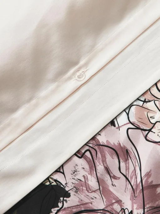 Katoenensatijnen kussenhoes Margot met bloemenprint