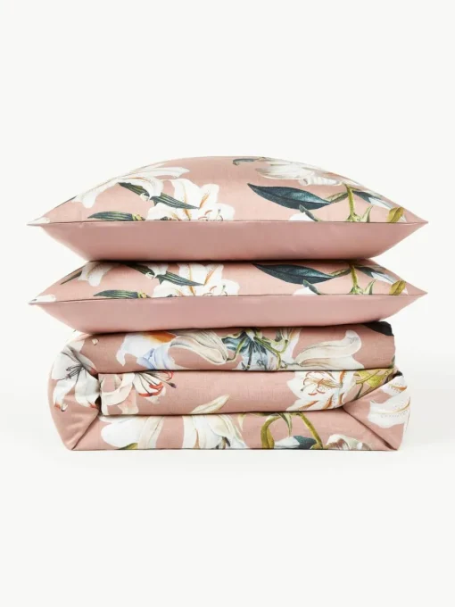 Katoensatijnen dekbedovertrek Flori met bloemenprint
