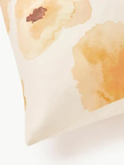 Katoensatijnen dekbedovertrek Fiorella met bloemenprint