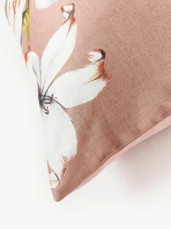Katoensatijnen dekbedovertrek Flori met bloemenprint