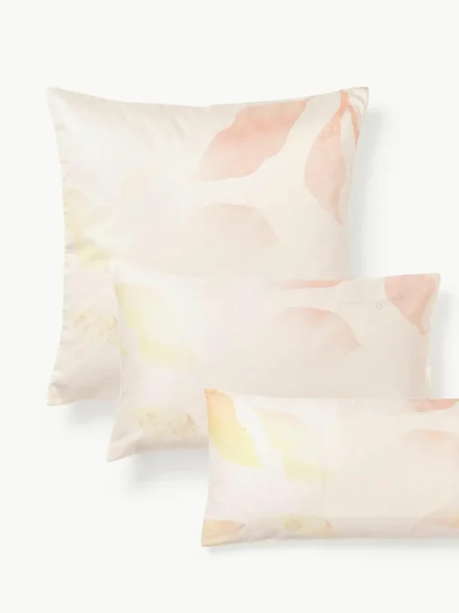 Katoensatijnen kussenhoes Marino met bloemenmotief