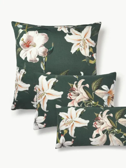 Katoensatijnen kussenhoes Flori met bloemenprint