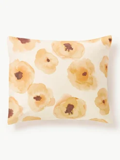 Katoensatijnen kussenhoes Fiorella met bloemenprint