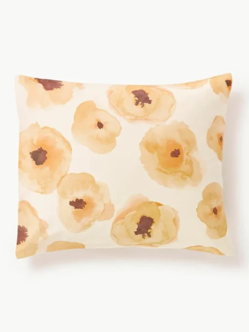 Katoensatijnen kussenhoes Fiorella met bloemenprint