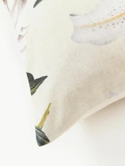 Katoensatijnen kussenhoes Flori met bloemenprint