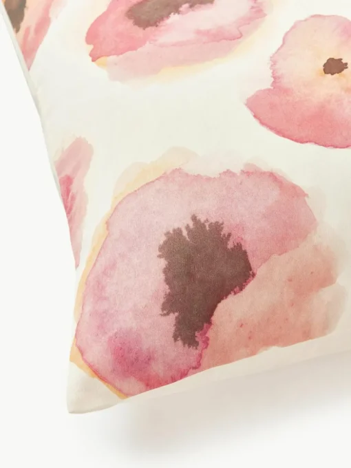 Katoensatijnen kussenhoes Fiorella met bloemenprint